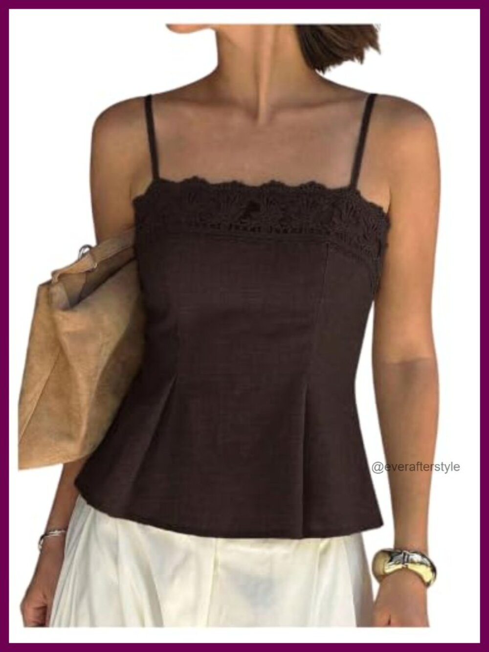Floral Lace Peplum Top Boho Pleated Dressy Camisole